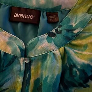 Avenue Aqua and Lime Blouse
